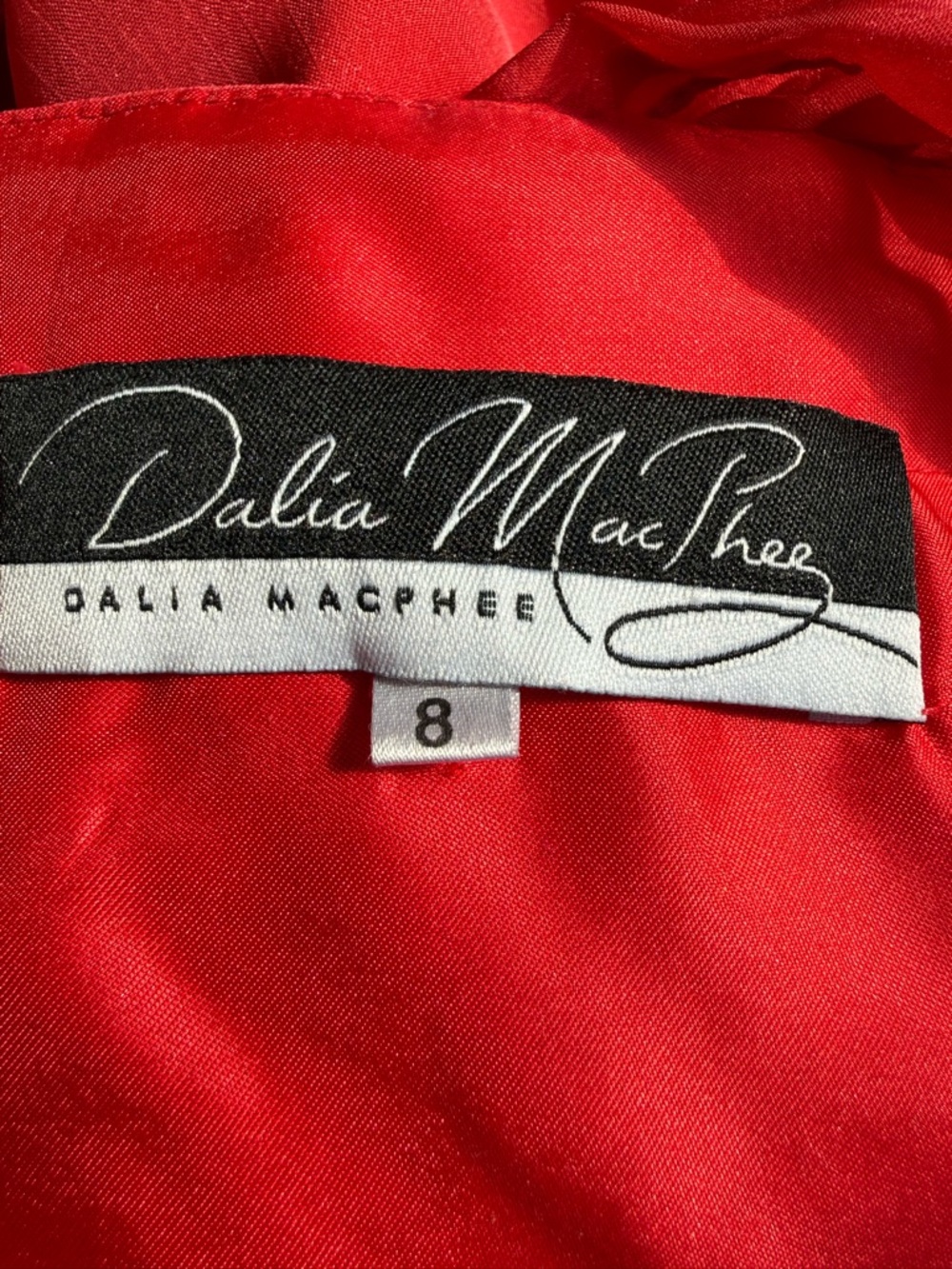 Dalia MacPhee Red One Shoulder Ruffle  Evening Gown Ruched Chiffon Formal  Dress - Picture 13 of 16